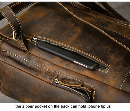 Vintage Crazy Horse Genuine Leather Backpack Men Leather Bagpack Climbing Rucksack male Large Hiking Backpack M814