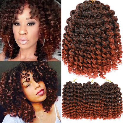 1- 5 Packs 8 inch Jumpy Wand Curl Jamaican Bounce Crochet Hair Natural Black Wand Curls Crochet Hair Short Curly Crochet Braids Badiee Stylez