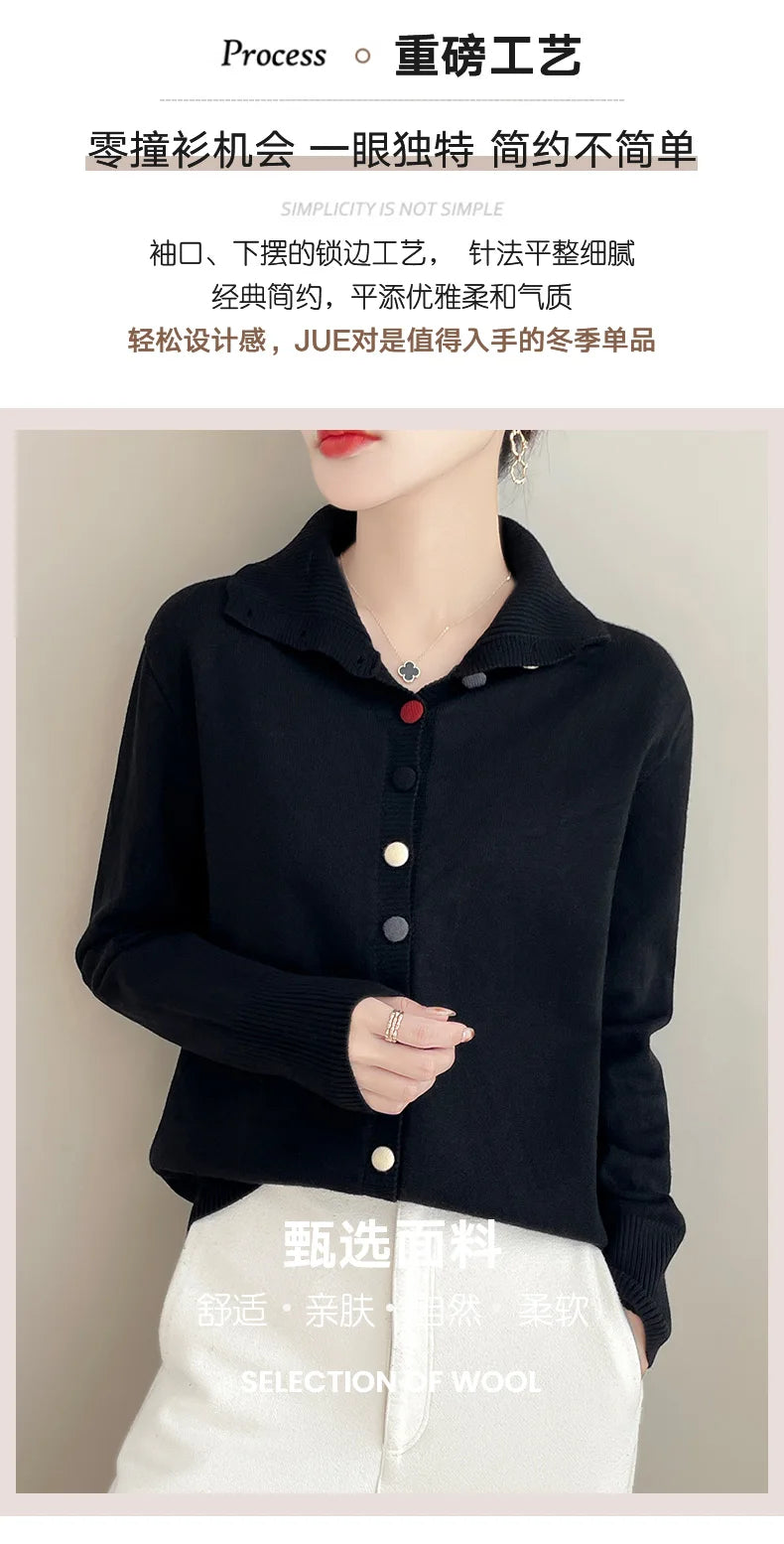 2024 New Cashmere Cardigan Women Long Sleeve Sweaters Cashmere Cardigan Autumn Winter Women Knitwear Fashion Coat