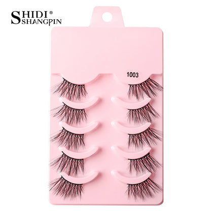 SHIDISHANGPIN 5/10Pairs False Lashes Cat Eye Eyelashes Eyelash Extension 3D Mink Half Lashes Natural Makeup faux Cils maquiagem 5 Pairs 1003