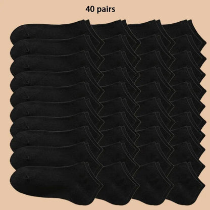 Unisex 40/20/10 Pairs of Solid Color Socks, Soft and Lightweight Ankle Socks, WOMEN'S Casual Boat Socks, Low Cut Ankle Socks Badiee Stylez