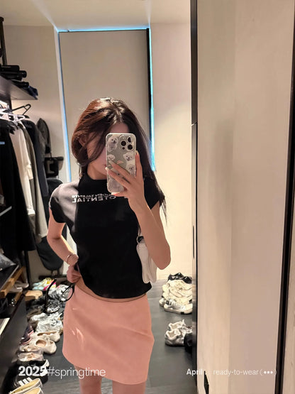 Lautaro Spring Summer Pink Soft Pu Leather Mini Skirt Women with Low Waist Short Luxury Chic A Line Clothes Korean Fashion 2025