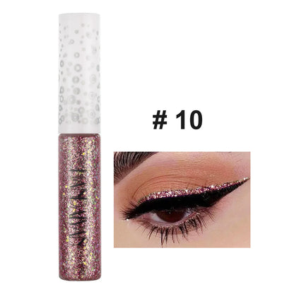 12 Colors Shiny Eye Liners Cosmetics For Women Pigment Silver Rose Gold Color Glitter Liquid Eyeliner Metallic Colorful Makeup 10