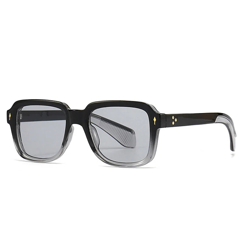 SHAUNA Fashion Sunglasses Women Square Gradient Shades UV400 Retro Rivets Men Sun Glasses Black light gray As the picture