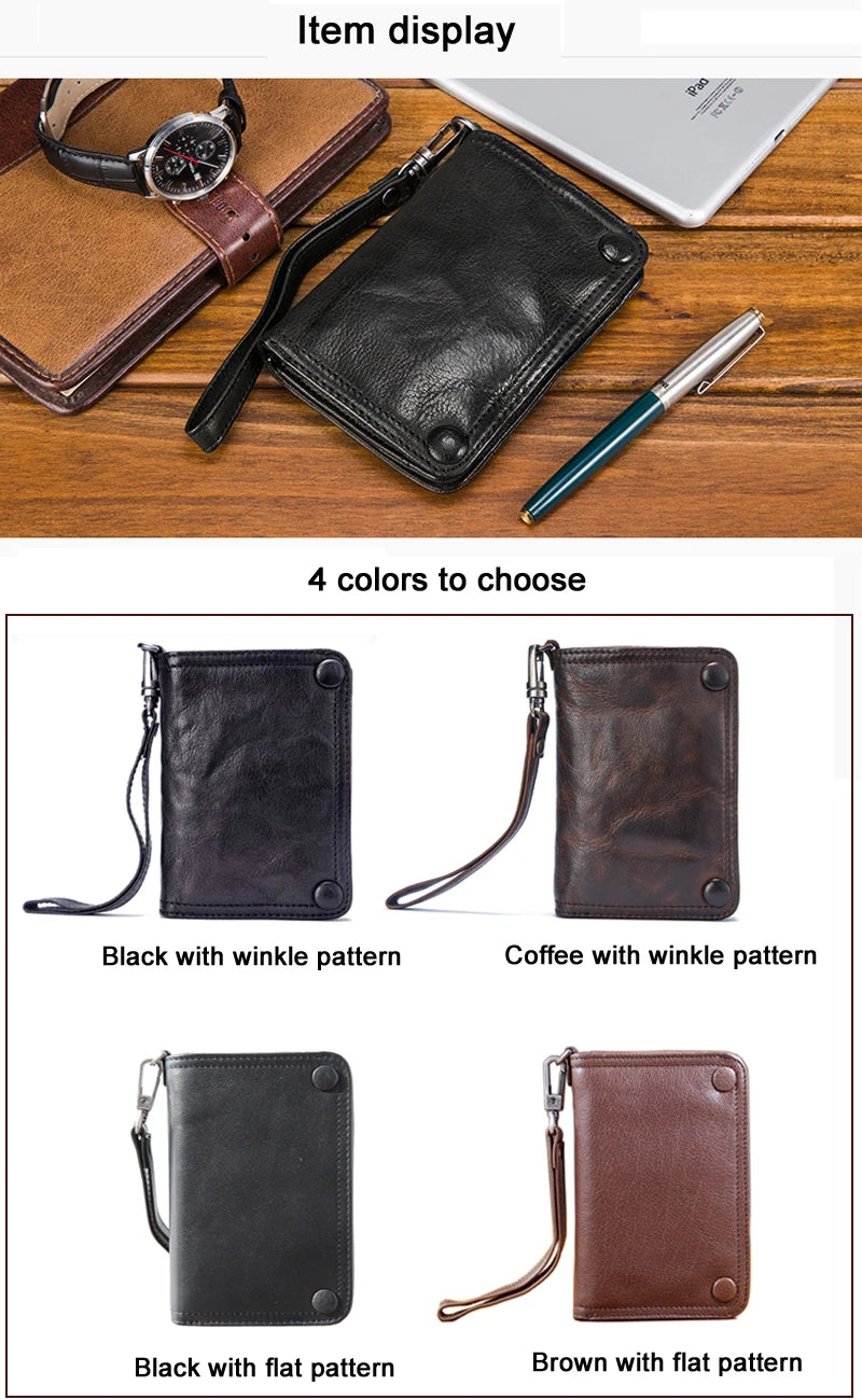 Vintage Genuine leather wallet Men leather long wallet men purse clutch bag male money clips zip around money bag card holder