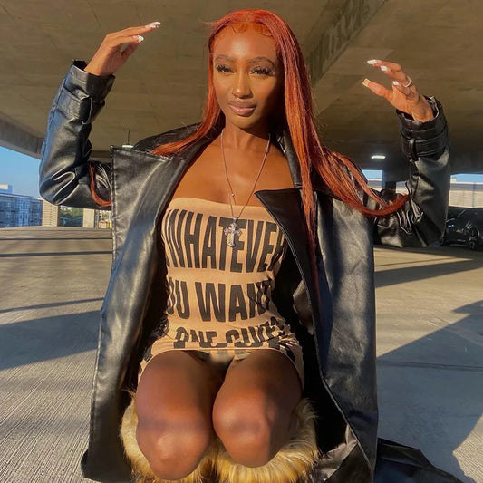 Women's Summer Sexy Party Strapless Bodycon Slim Fitting Dress With Strap Fitting Sexy Sleeveless Dress Alphabet graphic printin