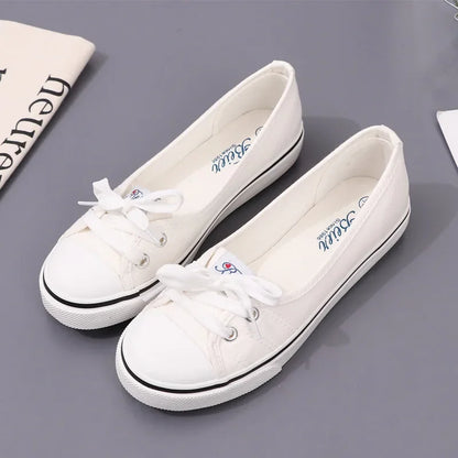 Canvas Small White Shallow Cut Summer Flat Sport Casual Ladies Soft Sneakers Platform Zapatillas De Mujer Tenis Women Luxury WHITE