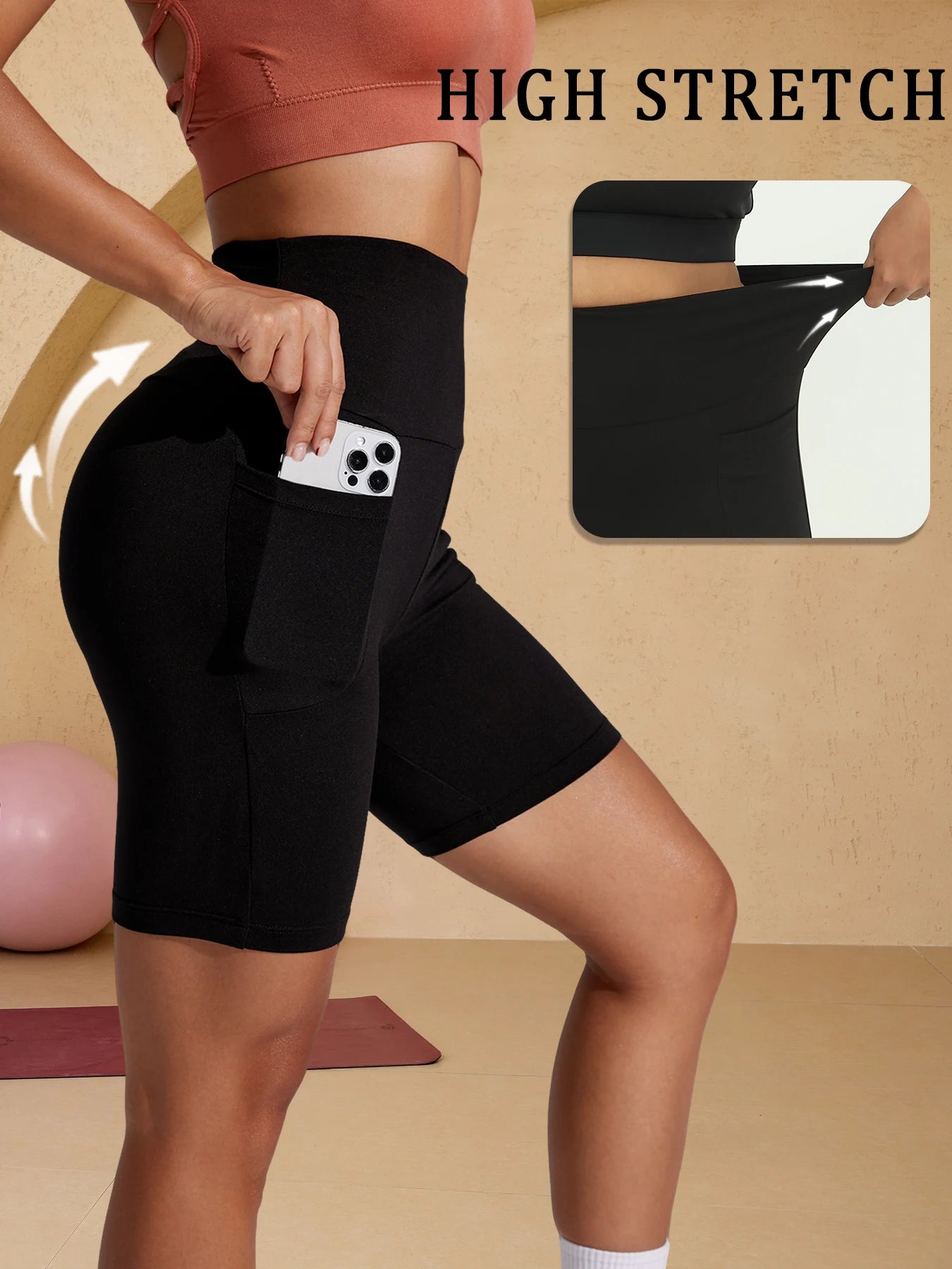 Plus Size High Waisted Biker Shorts For Women With Pockets Super Soft Tummy Control No See Through Workout Running Yoga Badiee Stylez