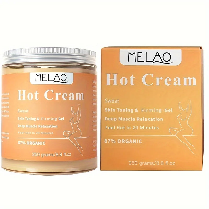 MELAO Hot Cream Massage Gel - Natural and 87% Organic Anti Cellulite Slimming Lotion Fat Burning Massage Weight Loss Cream Orange