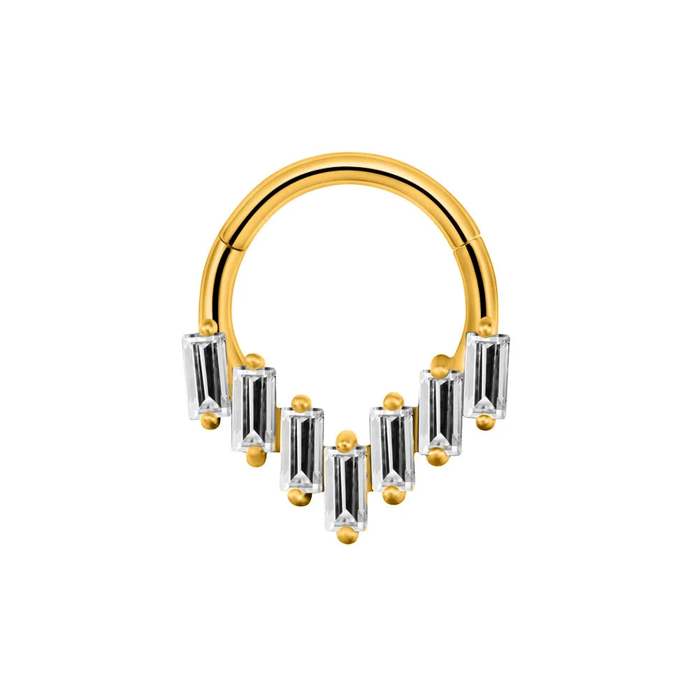 Flower Moon Heart Waterdrop Septum Piercing Daith Conch Tragus Hoop Earring Clicker Segment Nose Ring 316L Surgical Steel 16G D-Gold Color