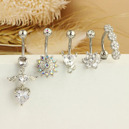 5PCS Cute Dangle Belly Ring Pack 14G Navel Piercing Bulk Sexy Belly Ring Set Belly Button Ring Lot Pircing Ombligo Jewelry style17