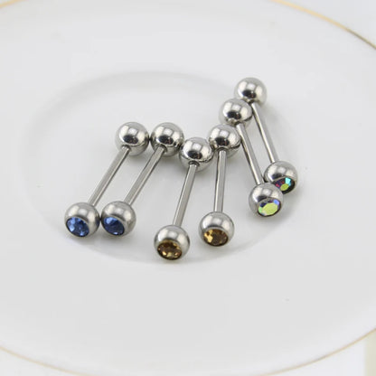 ZS 1Piece 14G Oil Luminescence Tongue Piercing Rings Stainless Steel Tongue Stud Skull Star Studs Earrings BCR Piercings Jewelry Badiee Stylez