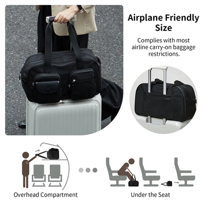 AJI Women Travel Bag Nylon Handheld Travel Bag Carry On Luggage Bag Large Capacity Weekender Gym Sport Holdall Overnight Bag