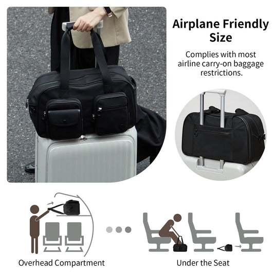 AJI Women Travel Bag Nylon Handheld Travel Bag Carry On Luggage Bag Large Capacity Weekender Gym Sport Holdall Overnight Bag