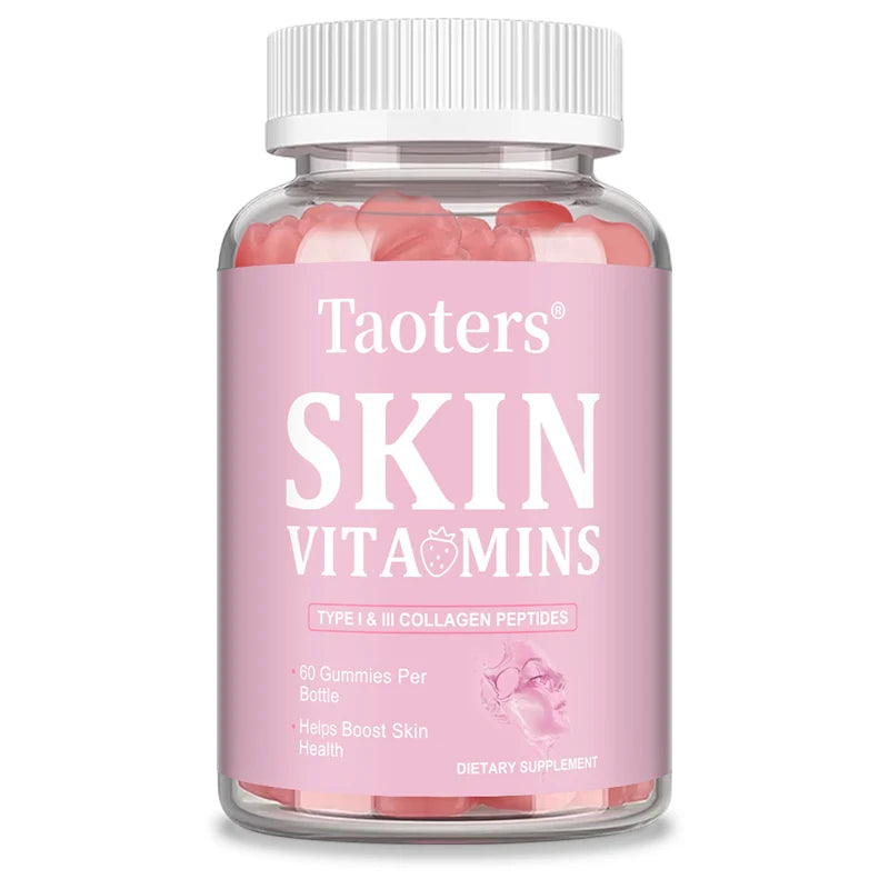 Skin Vitamin Gummies - Type I & III Collagen Peptides Vitamin A, C, E - Supports Skin Health,Anti Aging & Antioxidant 60coumt United States
