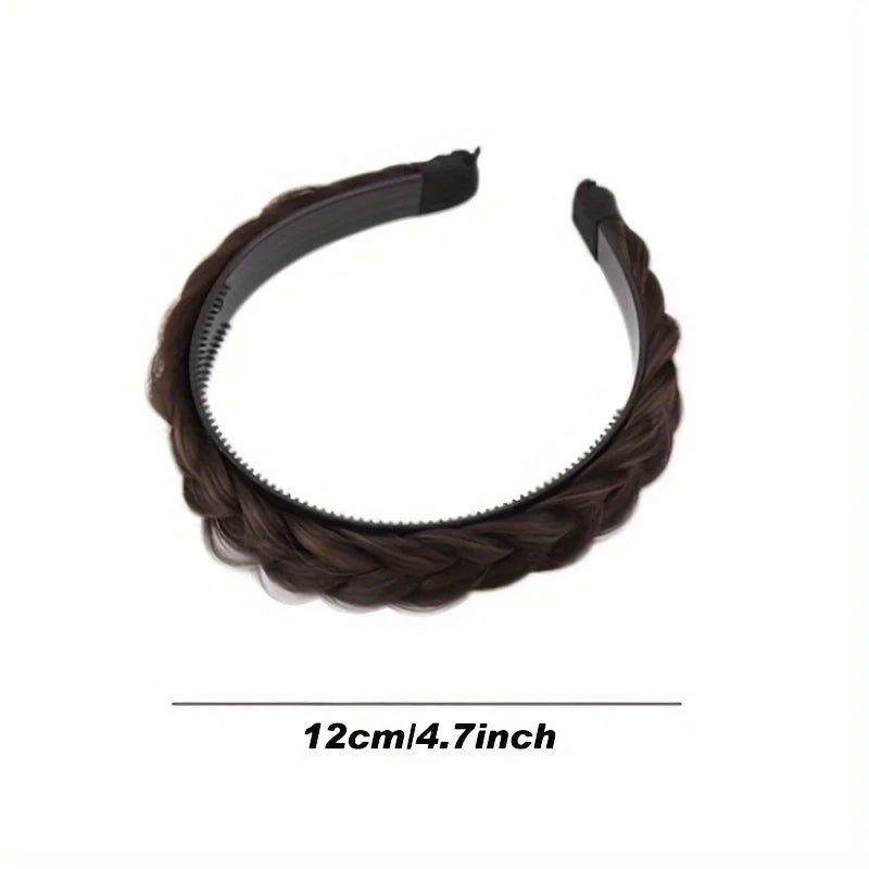 Elegant Bohemian Braided Wig Headband for Women - Non-Slip Teeth Design, Vintage/Boho Style, Plastic Hair Badiee Stylez