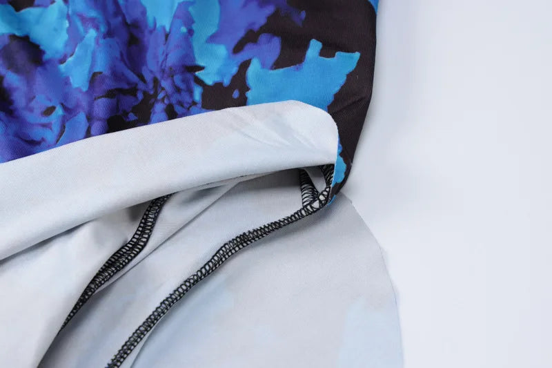 Dulzura Tie Dye Print Lace Up Side Slit Midi Dress For Women Ruffle Long Dress Bodycon Sexy Party Club Outfits 2024 Summer Y2K