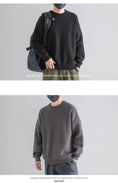 New Round-neck Sweater in Autumn and Winter Wears a Base and a Solid Color and a Trendy Brand Loose Warm Top Badiee Stylez
