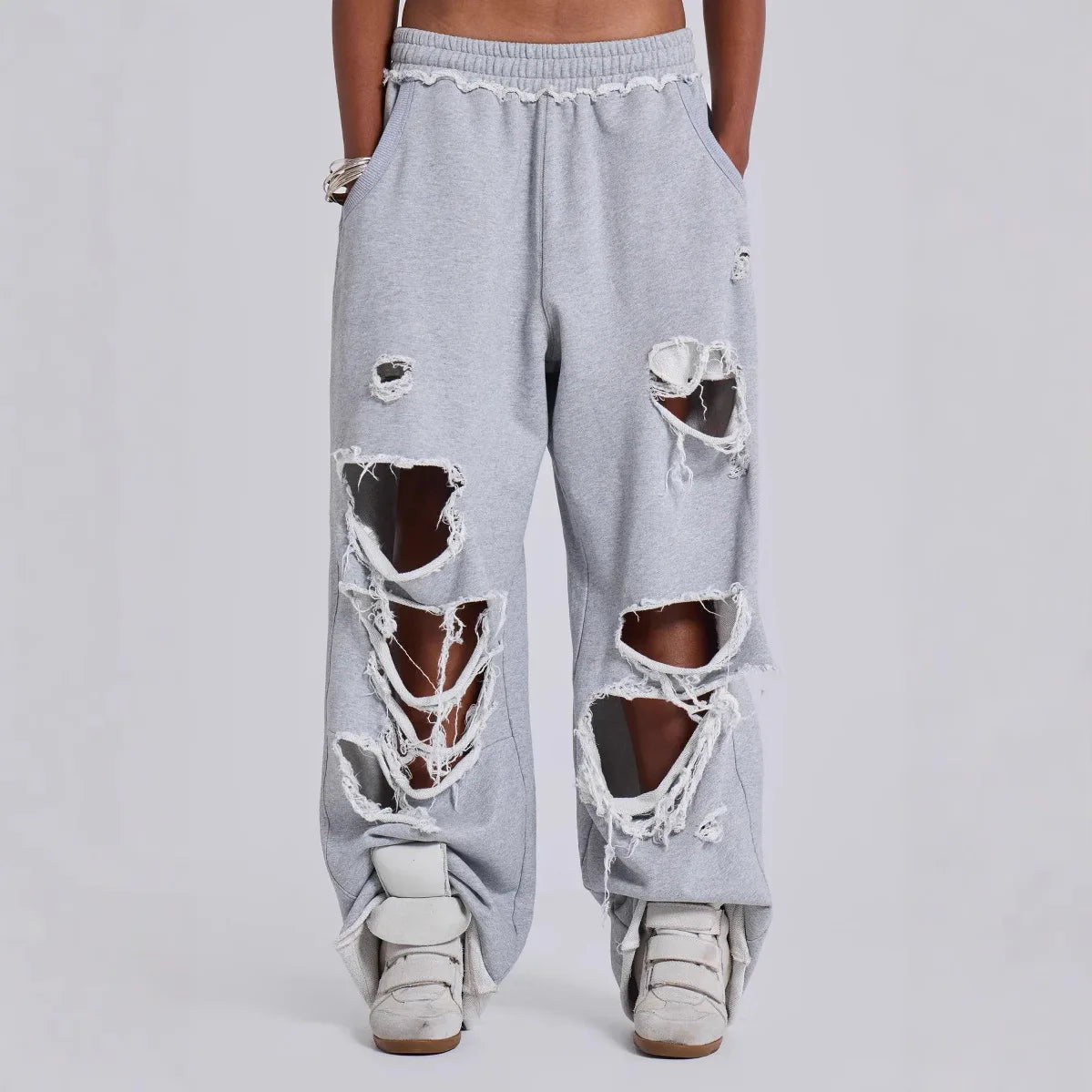Women Baggy Sweatpants Casual Y2K Hip Hop Grunge Wide Leg Hole Loose Ripped pants Oversized Streetwear Trousers Badiee Stylez