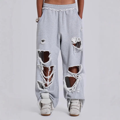 Women Baggy Sweatpants Casual Y2K Hip Hop Grunge Wide Leg Hole Loose Ripped pants Oversized Streetwear Trousers Badiee Stylez