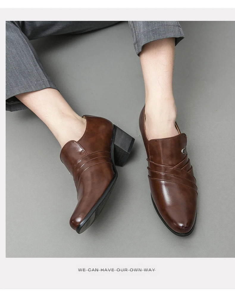 Men Formal Oxford Shoes Casual Business Office Party Loafers Men's High Heels Shoes Classic Men Shoes PU Leather Dress Shoes