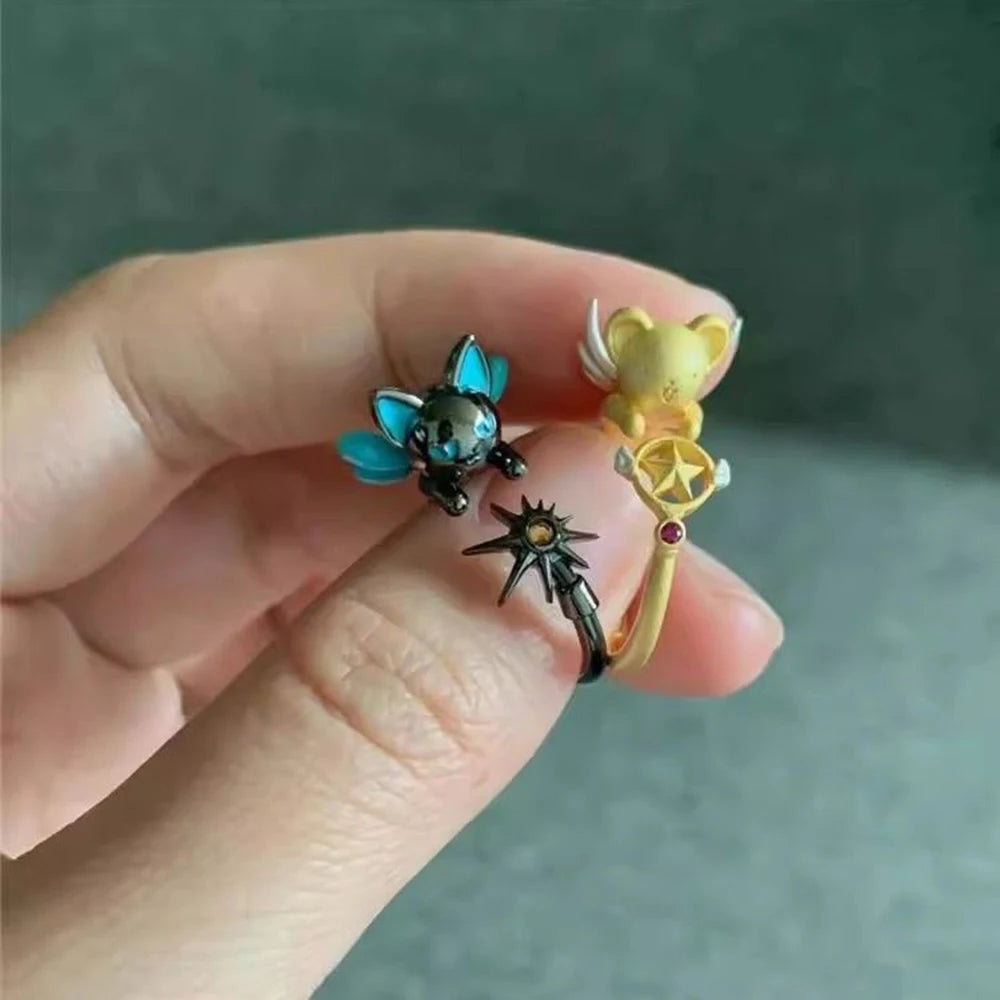 Anime Card Captor Sakura KINOMOTO SAKURA CERBERUS Cosplay Ring Girl Kawaii Cartoon Rings Jewelry Accessories Christmas Gift