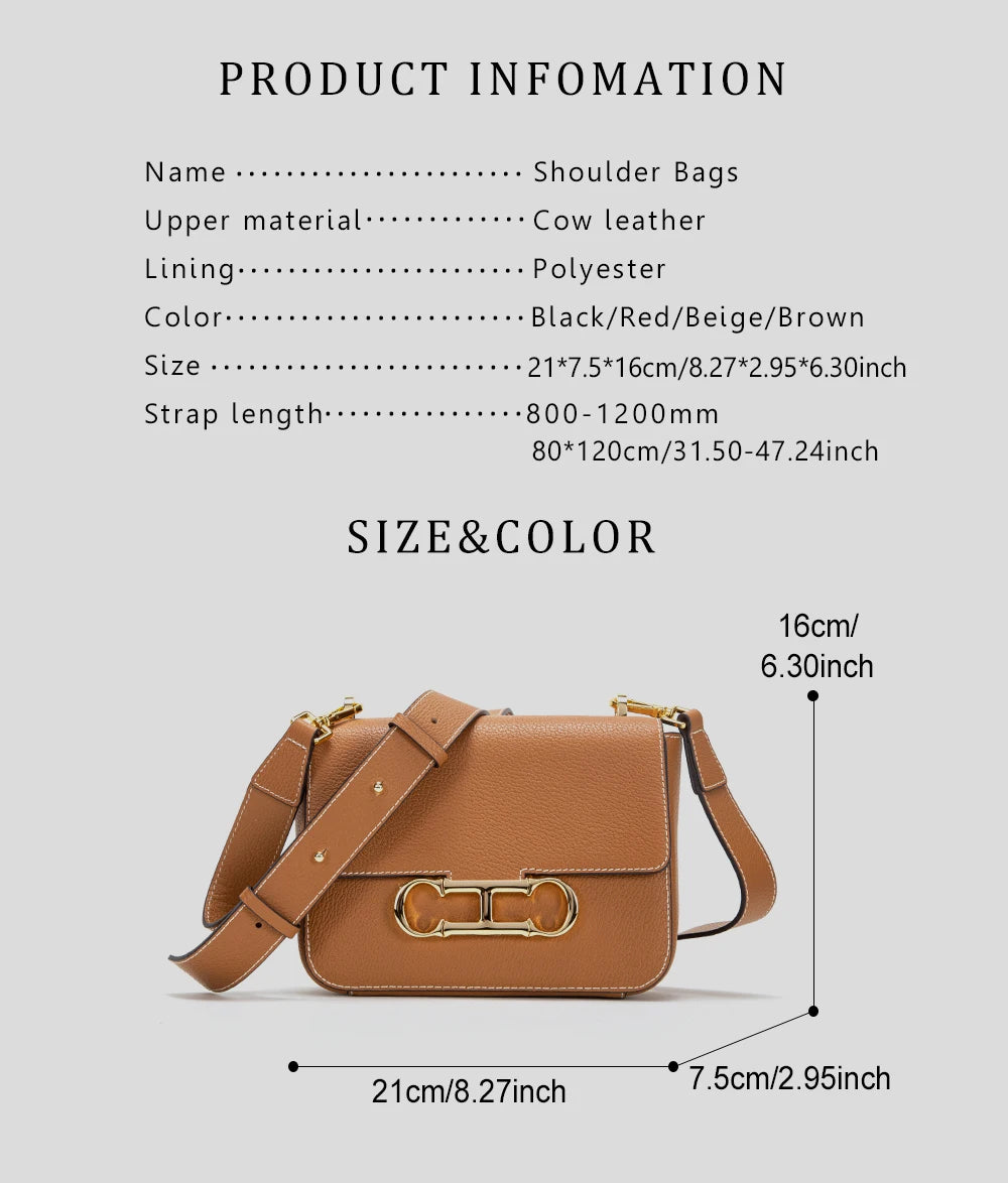 CHCH Women's Saddle Bag 2024 Autumn/Winter New Black Cow Leather Flip Small Square Bag Simple Commuter Diagonal Cross Bag
