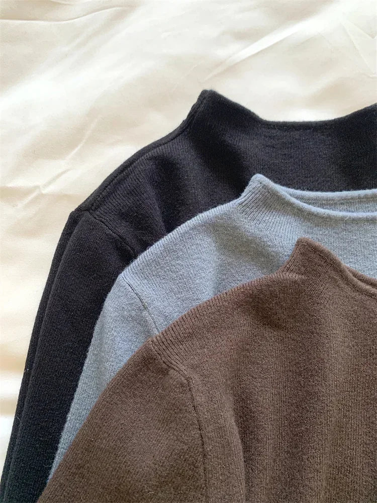 2025 Women Turtleneck Knitted Pullovers Solid Sweater Harajuku Korean Soft Warm Knitwear Autumn Winter Fashion Slim Jumpers Tops Badiee Stylez