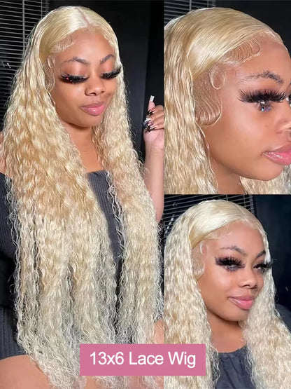 Deep Wave 13x6 HD Lace Frontal Human Hair Wig 30 40 Inch Curly 613 Honey Blonde Water Wave 13x4 Lace Front Wigs For Women 250% Badiee Stylez