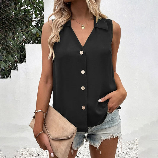 New Chiffon Vest Lady Shirt Summer Sexy Blouse Tops for Women Clothing Korean Tank Pullover Female Casual Slim T-shirt Tee black