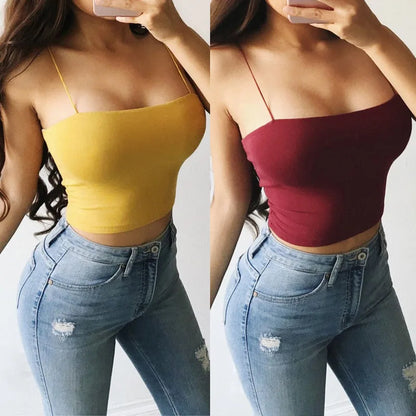 Summer Sexy Camis Women Crop Top Sleeveless Shirt Sexy Slim Lady Bralette Tops Strap Skinny Vest Camisole