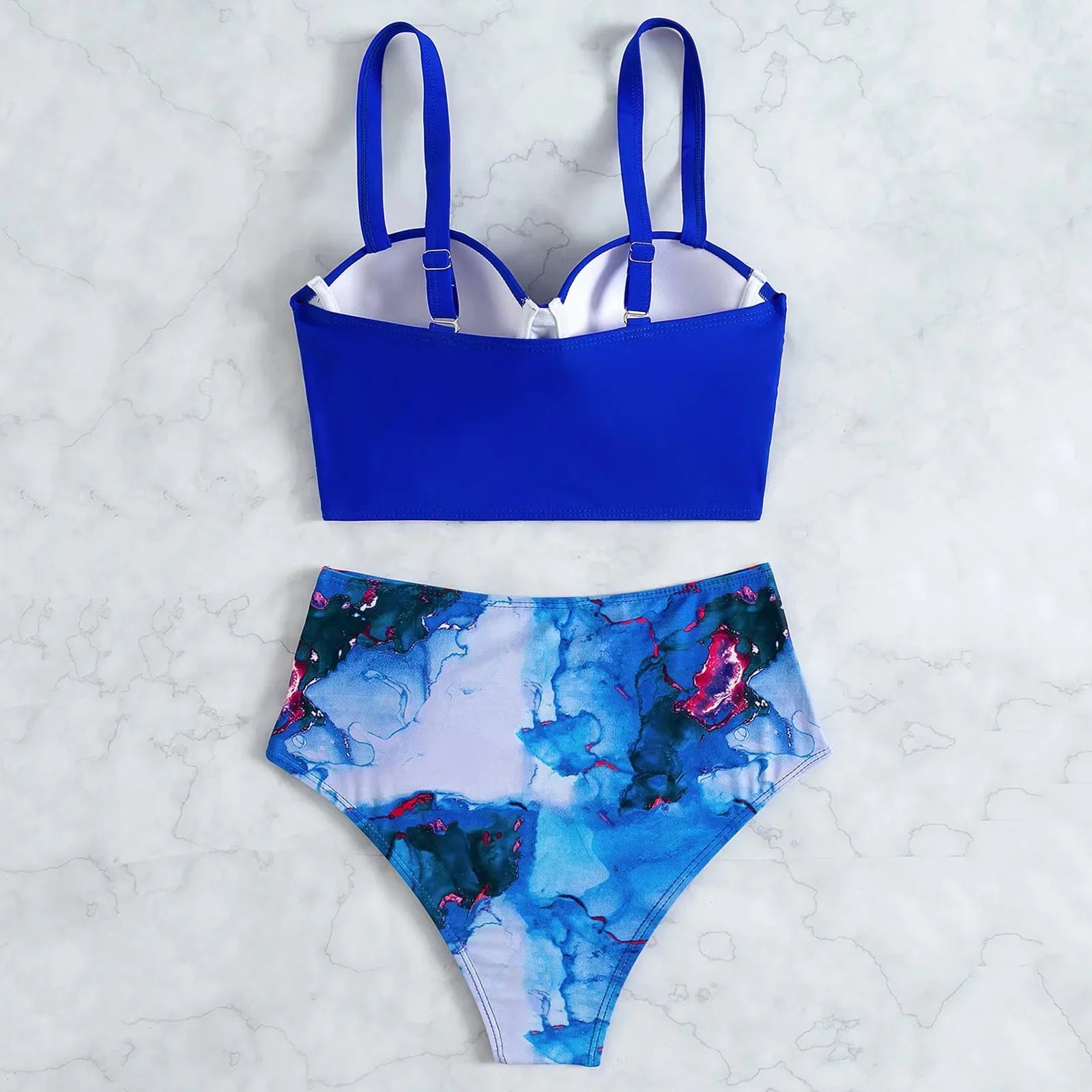 2024 Summer New Bikini Push Up Swimsuit Women Halter High Waist Swimwear Female Printed Bathing Suit Bathers