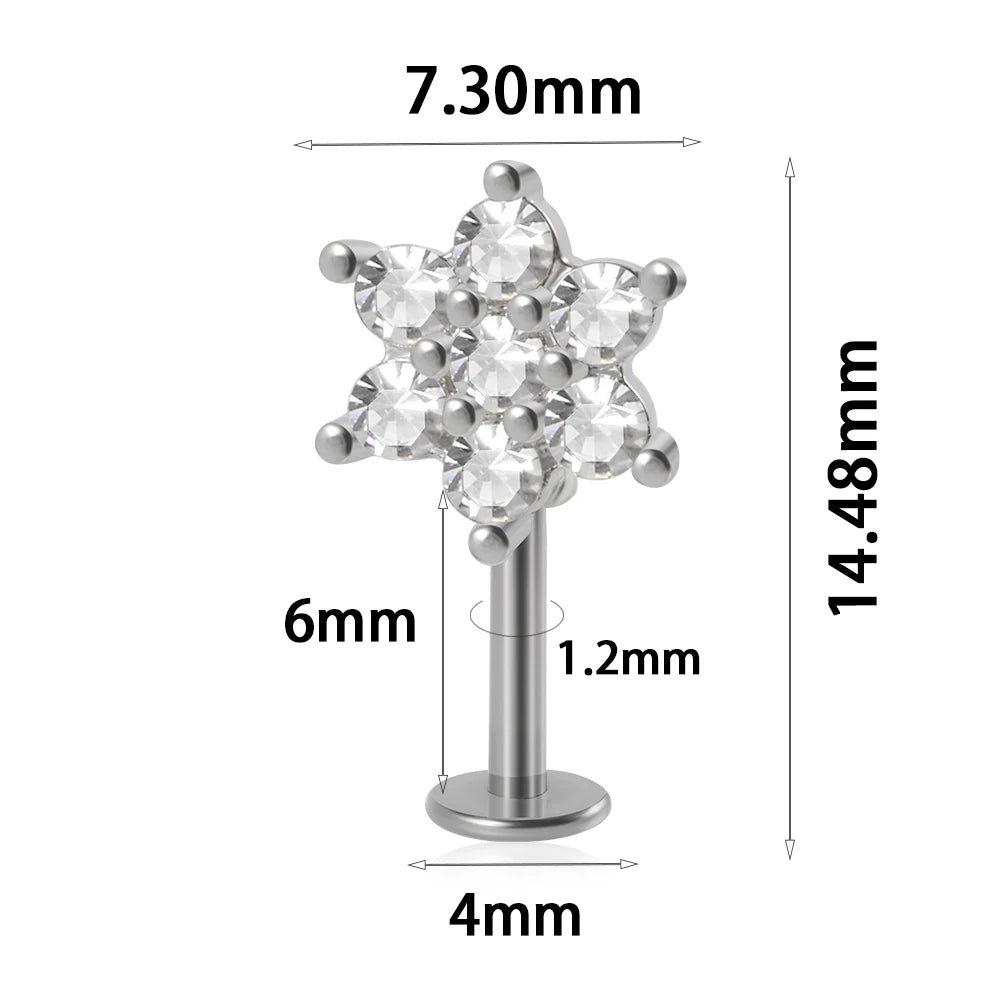 361L Surgical Steel Marquise Vertical Post Helix Piercing Crown/Butterfly Earrings Cartilage Helix Stud Body Piercing Jewelry 1PC Silver Style E