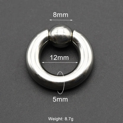 1Pc Large Gauges Stainless Steel CAPTIVE SPRING BEAD RING for Septum Piercing BCR Nose Ring Hoop Expander Earlobe Earrings 00G 5x12-8mm 1 Piece