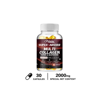Multi Collagen Capsules - for Skin, Hair, Nails & Bone Health, Supports Joint, Digestive and Immune System Health 30 Capsules