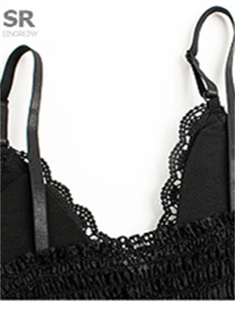 SINGREINY Sexy Lace Strap Crop Tops For Women Fashion Sleeveless Design Corset Bustier Party Top Summer Bralette Short Camisole