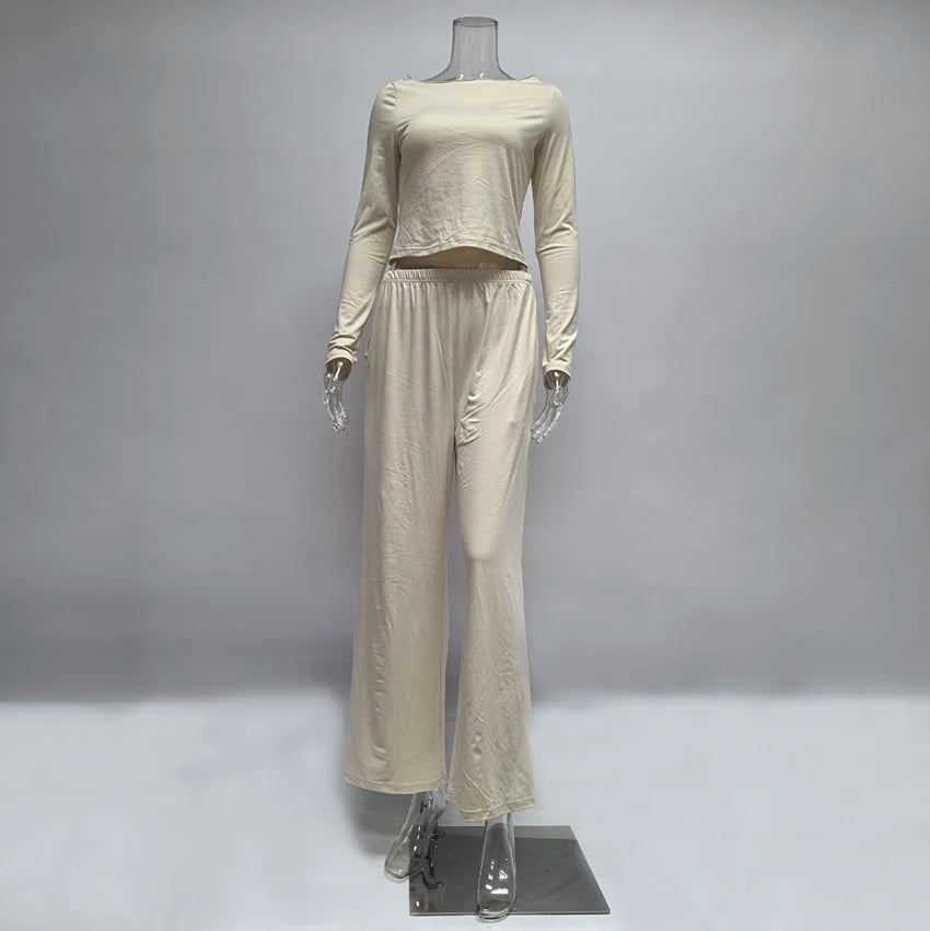 Hiloc Elegant Knit 3 Piece Sets Summer Casual Loose Sleepwear Street Chic Elastic Waist Pants Fashion Long Sleeve Shirts 2025