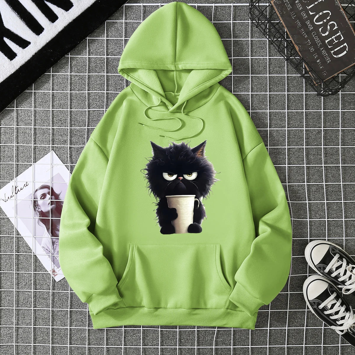 2025 Winter New Women's Hoodie High Street Unisex style Double Pockets Sweatshirts Outerwear Plus-Size Women's Clothing CYXX236 Green