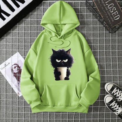 2025 Winter New Women's Hoodie High Street Unisex style Double Pockets Sweatshirts Outerwear Plus-Size Women's Clothing CYXX236 Green