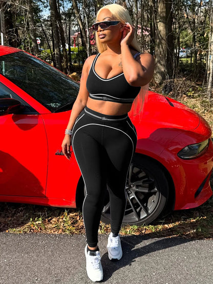 Fitness Women 2 Piece Set Sleeveless Tank Top Skinny Jogging Pants Matching Set 2025 Summer Popular Streetwear Sporty Tracksuits