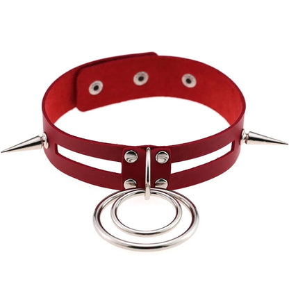 Punk Red Choker Necklace PU Leather Sexy Spiked Neck Strap Clavicle Collar Men Necklaces Hollween Women Y2K Jeweley Gift