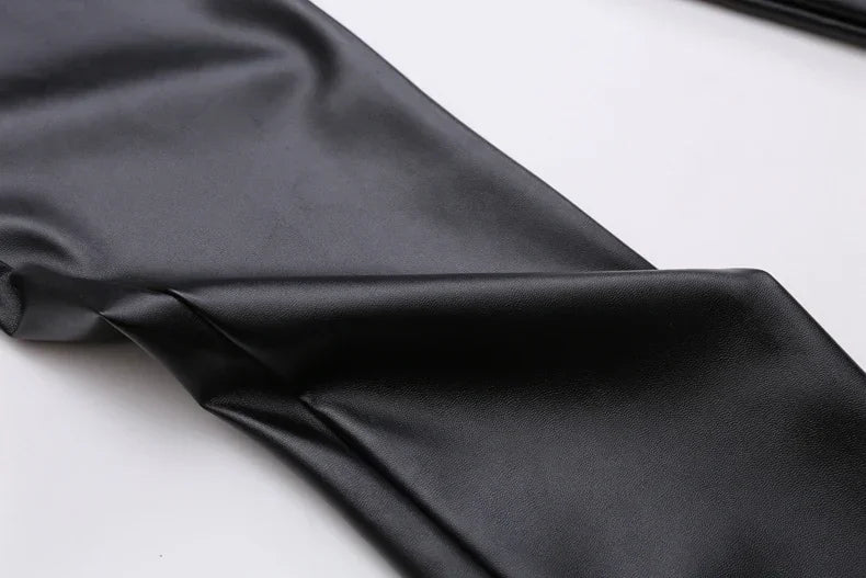 Men's Leather Pants Skinny Fit Elastic Fashion PU Leather Biker's Trousers Nightclub Party & Dance Pants Thin