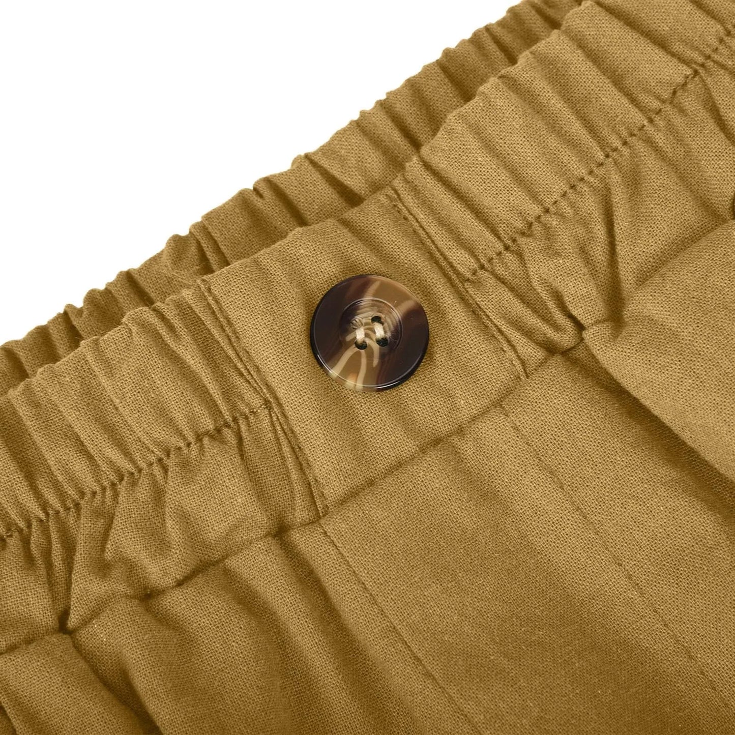 Female Fashion Solid Color Elastic High Waist Pocket Button Up Loose Cotton Linen Five Length Shorts Summer Soft Comfort Pants