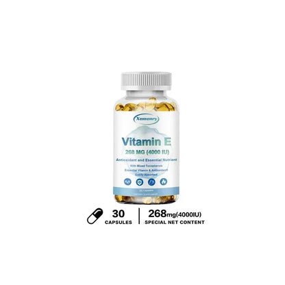Vitamin E Capsules- Brightens Skin, Tightens Skin, Reduce Wrinkles, Anti-aging, Antioxidant 30 Capsules