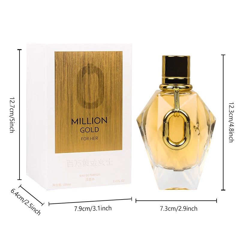 Million Gold For Her Women Perfume Edp Long Lasting Oriental Rose & Patchouli Luxury Oud Woody Notes Blossom Pheromone Fragrance - Badiee Stylez