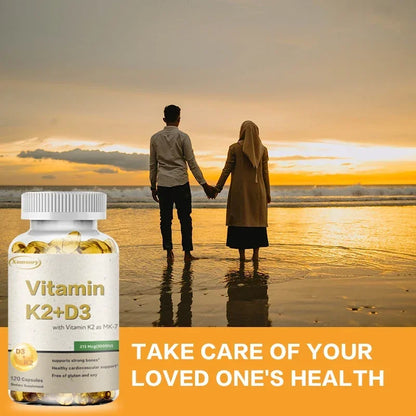 Vitamin K2 + D3 Supplement - Promotes Calcium Absorption, Helps Promote Bone, Teeth, Joints, Heart Immune Health