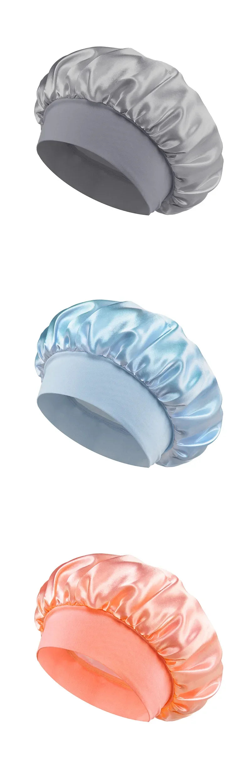Women Satin Bonnet Hair Bonnet for Sleeping Hair Care Silk Bonnets Solid Wide-brimmed Sleeping Hat with Elastic Soft Band Badiee Stylez