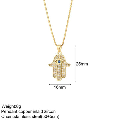 Heart Evil Blue Eye Sun Necklace for Women Cute Dog Bee Elephant Gold Color Pendant Woman's Collars Long Stainless Steel Chains NK008G4AC210464G2