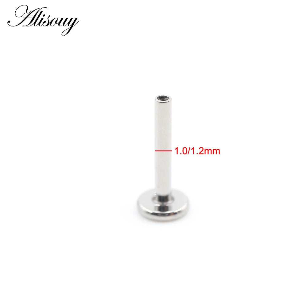 Alisouy 1PC G23 Titanium Internally Threaded Labret Shaft Lip Replacement Flat Bar Ear Tragus Stud Earring Body Piercing Jewelry