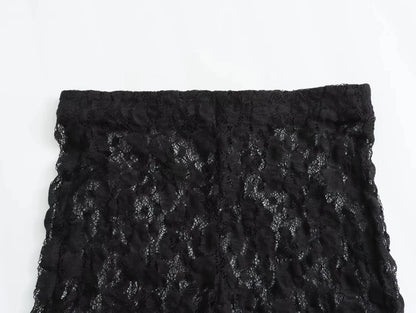 TRAFZA Summer Lace Jumpsuits For Women Fashion New Long Sleeves Hollow Out Slim Onesies Female Chic Wild Women's Bodysuits